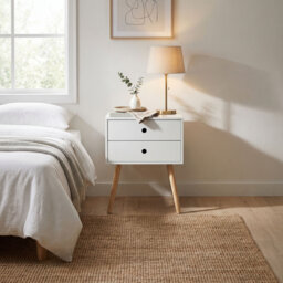 Omarion Premium 2 Drawer Bedside Table - Stylish Two-Tone Nightstand Cabinet