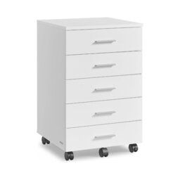 Rolling Filing Cabinet with Wheels and 5 Drawers, Tool-Free Sliding Rails, Cloud White
