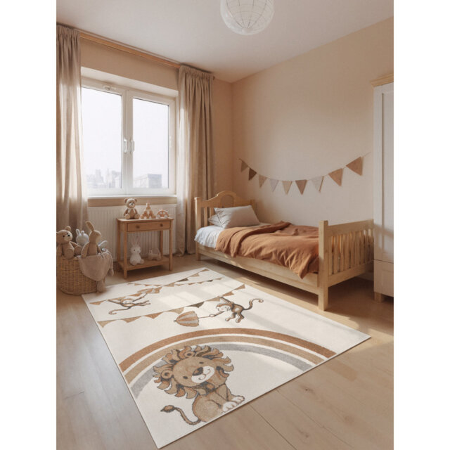 Villeroy & Boch - Boho Kids Rug Roar like a Lion Rainbow Party, Children's Rug Kids Room, Toddler Rug, Soft Rug Animal Motive, Playroom Rug
