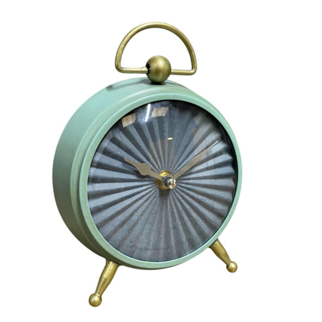 Analogue Metal Quartz Movement / Crystal Tabletop Clock in Green