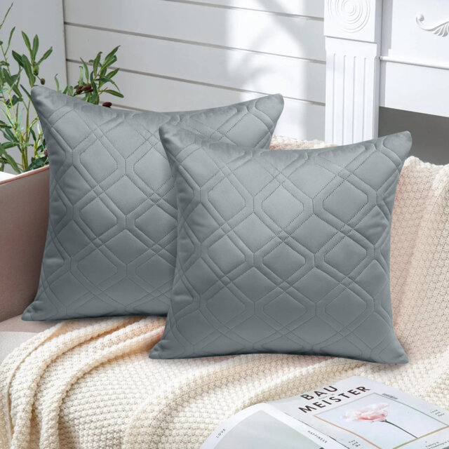 Diamond Pattern Velvet Cushion Covers, Set of 2 – Textured Plush Scatter Pillow Covers for Sofa, Bed & Living Room