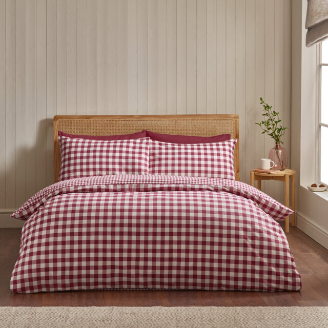 Brushed Gingham Check Reversible Duvet Cover Set