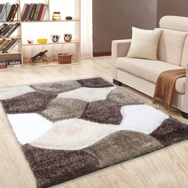 Modern 3D Shaggy Rugs Geometric Carved Design Large Area Rugs Soft Thick Fluffy Rug For Living Room Bedroom Small Floor Mats