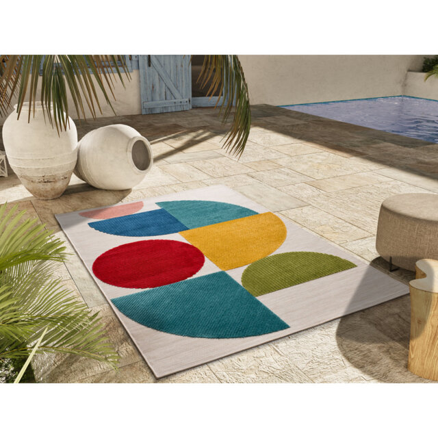 Chrystina Geometric Shapes Flatweave Indoor / Outdoor Area Rug