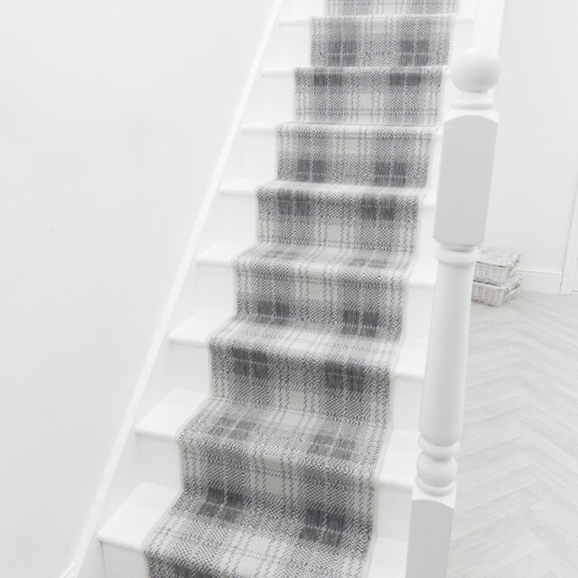 Plaid Grey Stair Runner â Reversible, Durable & Hardwearing Carpet for Stairs & Staircases, Multiple Lengths