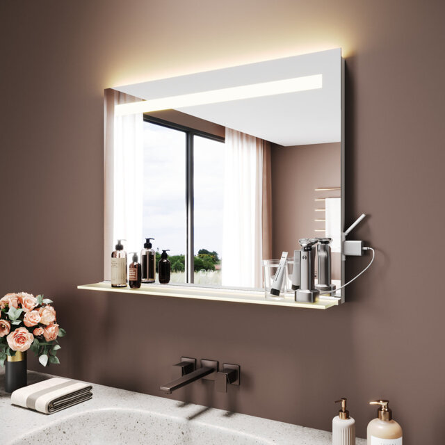 Aluminium Rectangle Mirror with Shelves