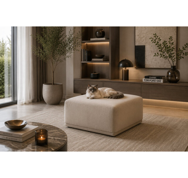 70cm Wide Velvet Pouffe Ottoman