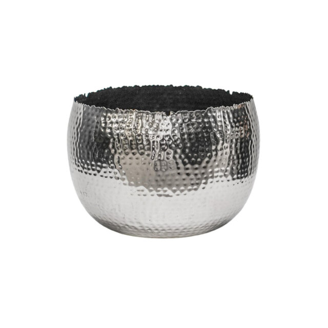 Indoor Planter, Decorative Hammered Metal Bowl