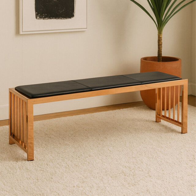 Tillar Genuine Leather Upholstered Bench
