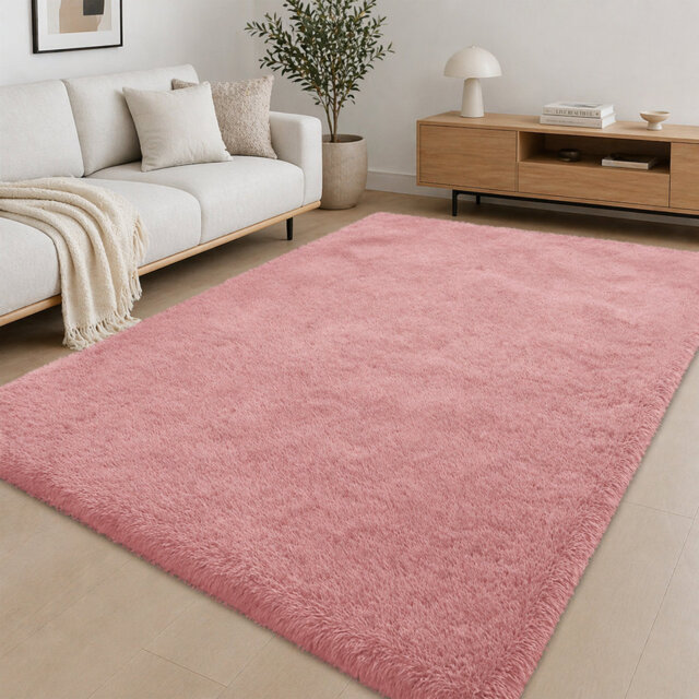 Aspire Homeware Pink Shaggy Area Rug Soft Plush Indoor Carpet