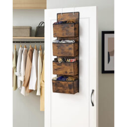 Over Door Storage Organiser, Wardrobe Storage Organiser, Behind Door Hanging Organiser, 4 Pockets, For Bedroom, Office, Pantry, Kitchen, 12 X 33.5 X 1