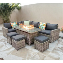 Barcelona Wicker 9 - Person Garden Lounge Set