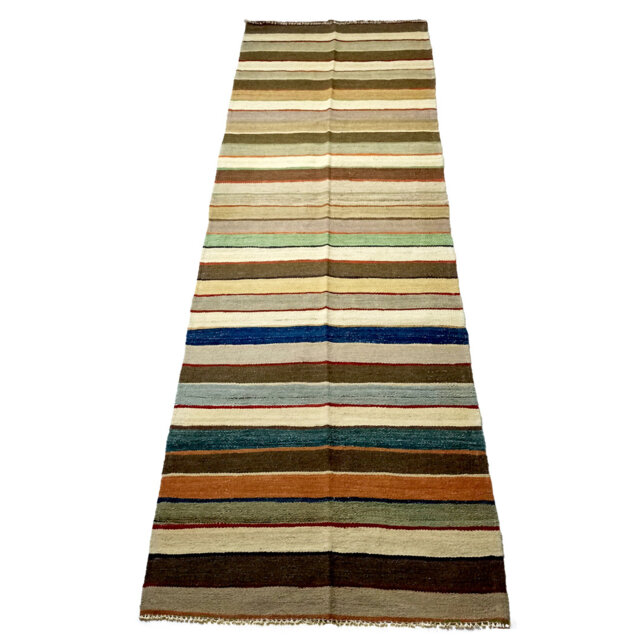 Rickman Afghan Handmade Kilim Wool Beige/Green/Orange Rug