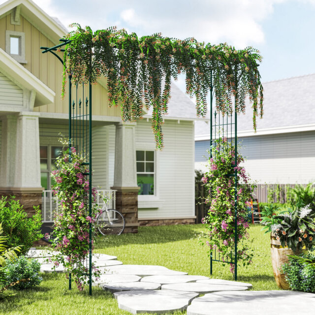 205Cm Garden Arbor Metal Archway For Climbing Plants-Green