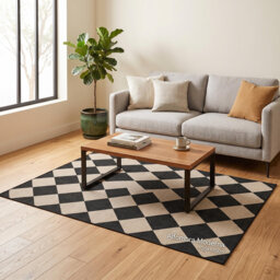 Soft Diamond Checkered Runner Rug - Pastel Color Washable Thin Carpet - Non-Slip Buffalo Plaid Entryway, Bedroom, Hallway, Laundry, Powder Room Mat