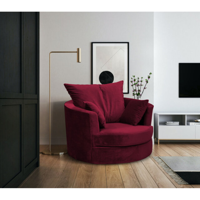 Curwood Upholstered Swivel Barrel Chair