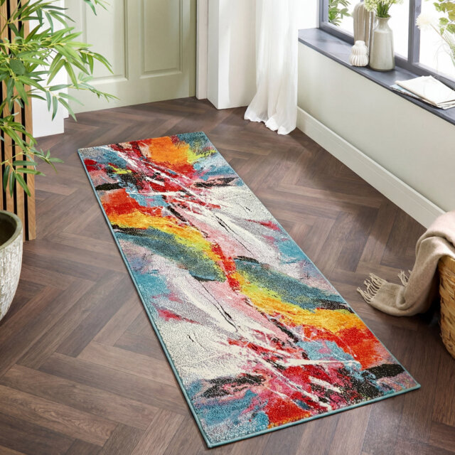 Abstract Machine Woven Multicolour Area Rug