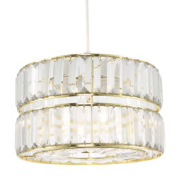 Chic Double Tier Pendant Light Shade With Rows Of Acrylic Prisms By