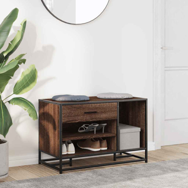Shoe Bench 80X40x53.5 Cm Engineered Wood And Metal
