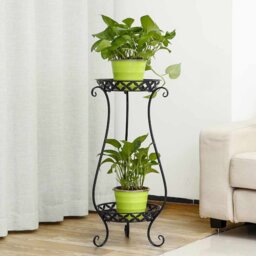 Berwick 2 Tier Round Tall Vintage Metal Plant Stand