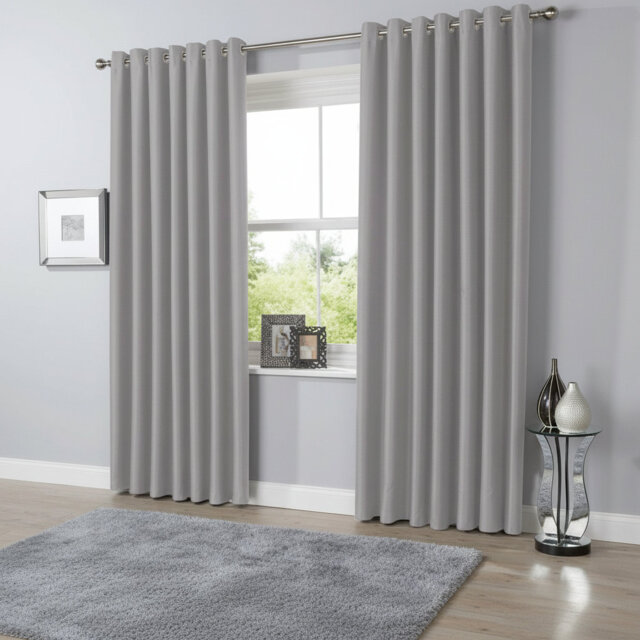 Blackout Eyelet Curtains Black Out Thermal Ring Top Ready Made Curtain Pair 90 Inchx90 Inch