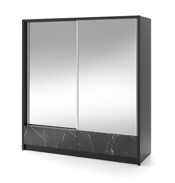 Bexlee II Black Gloss Sliding Door Wardrobe - Sophisticated Storage for Modern Living 204 cm