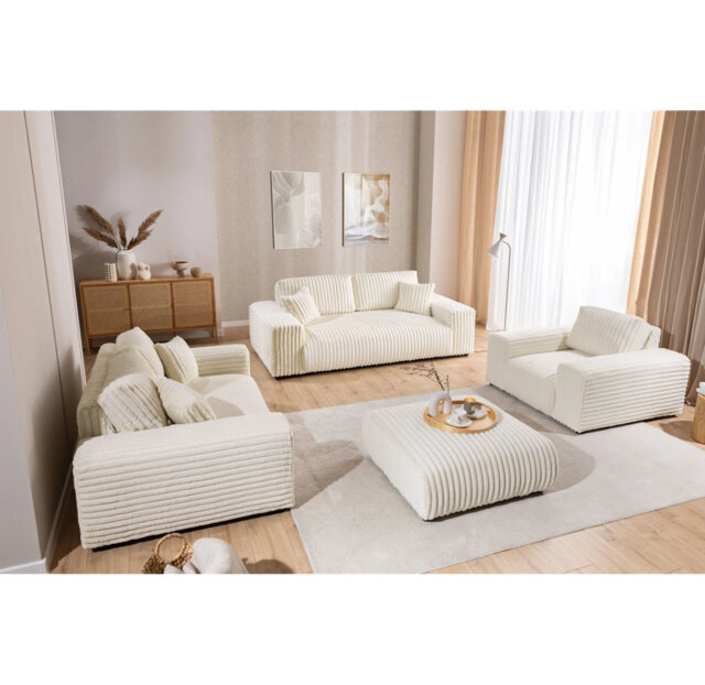 Mollis 3 Piece Fabric Living Room Set