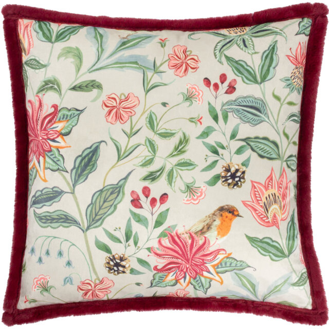 Floral Red Square Cushion