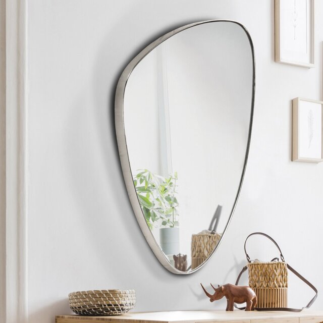 Averill Novelty Wood Framed Wall Mounted Accent Mirror in Silver