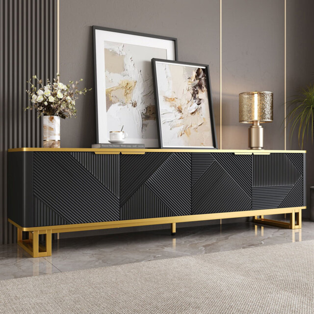 "Unfinished TV Stand for TVs up to 65"" with Fireplace Included"