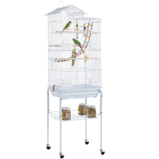 158.5cm Iron Pointed Top Floor Bird Cage with Wheels