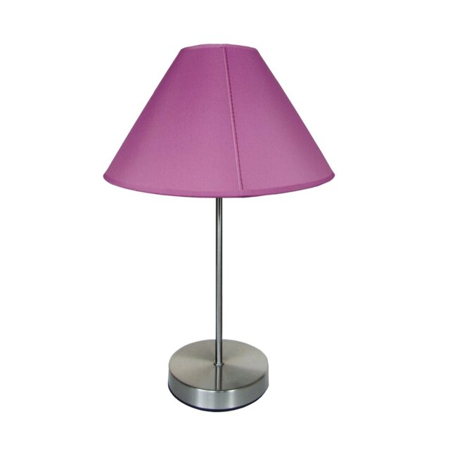 Brushed Chrome Table-lamp Complete With 12 Inch Cotton Coolie Shade – Navy
