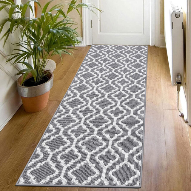Grey Runner Rugs for Hallway 60 x 180 cm Non Slip Hallway Rug Hall Runners Washable, Door Runner, Carpet Runners