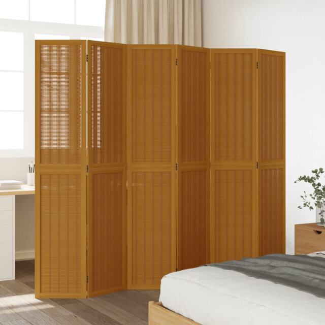 Aleinah 215cm W 6 - Panel Solid Wood Accent Room Divider