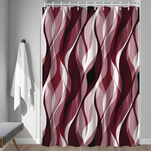 Pack of 1 Modern Abstract Striped Shower Curtain Set with Hooks
