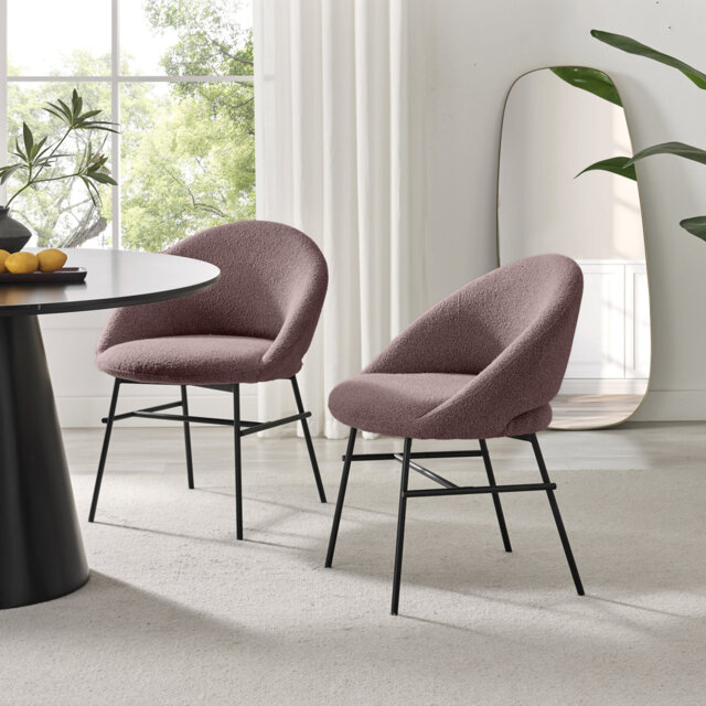 Biaca Luxury Fabric Upholstered Dining Chairs - Curved Cocoon Design