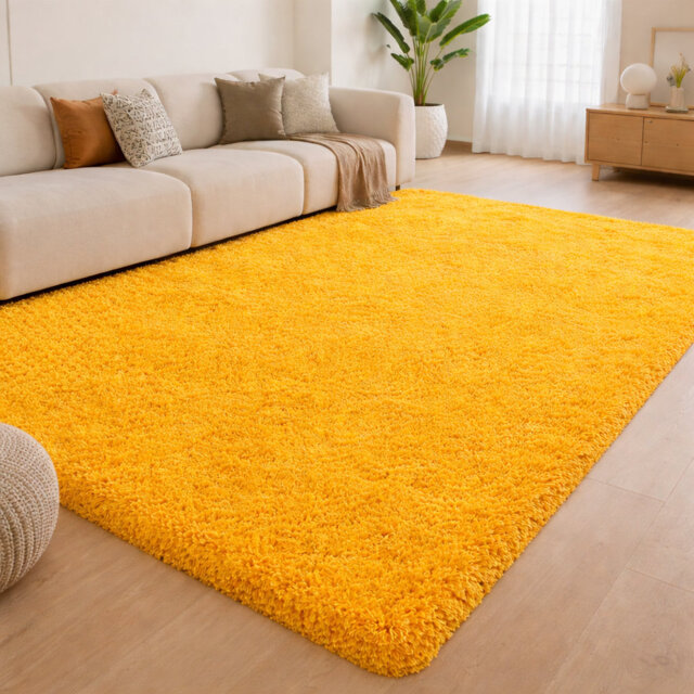 Aspire Homeware Mustard Yellow Shaggy Area Rug Soft Plush Indoor Carpet