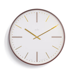 Acctim Wall Clock Quartz Bent Wood Case Raised Wooden & Foil Embossed Batons Walnut 53cm