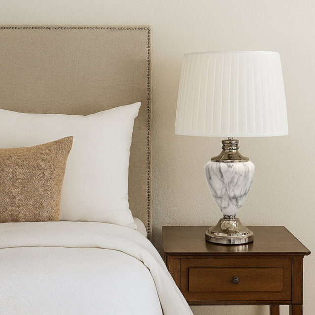 Waukomis 61cm Marble Effect Metal Table Lamp