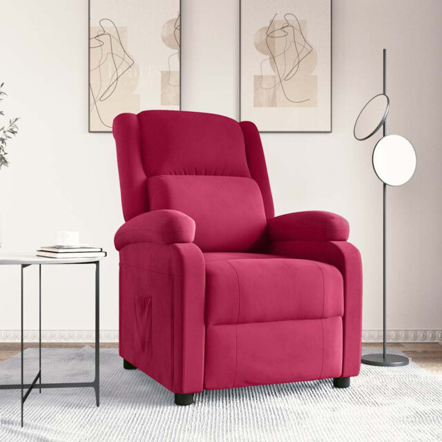 Recliner Chair Wine Red Velvet