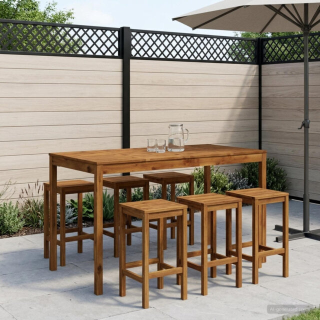 Acacia Solid Wood Outdoor Bar Table