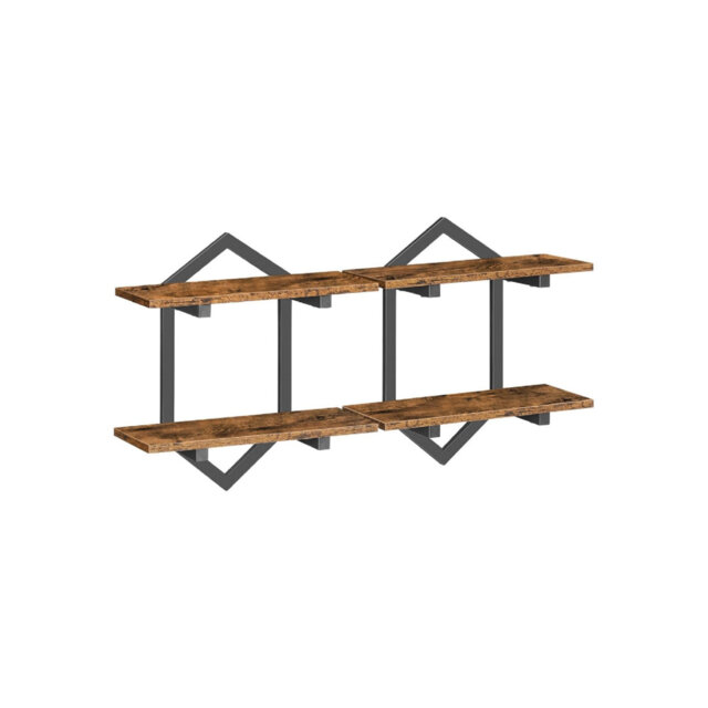 38 cm Wall Shelf Set of 2, Wall Mounted Storage Shelves 2-Tier for Bathroom Kitchen