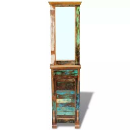 Lysia Wood Flat Floor Mirror with Drawers