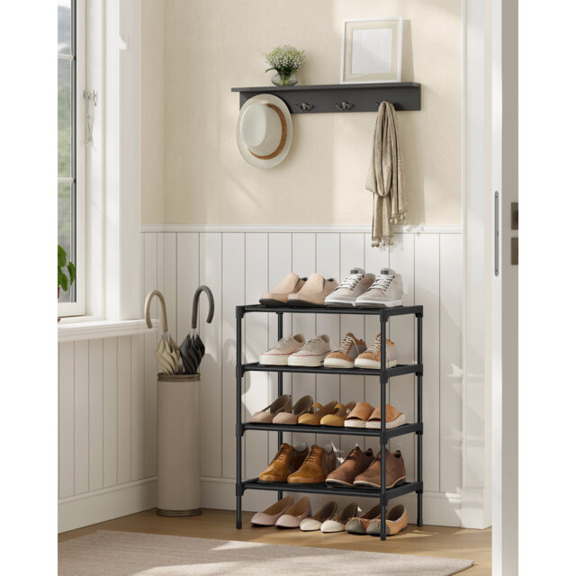 Shoe Rack, 4-Tier Slim Shoe Organiser Shelf, Metal Storage Rack For Hallway, Living Room, Closet, Space-Saving, Stackable, 30 X 62.3 X 66 Cm, Black