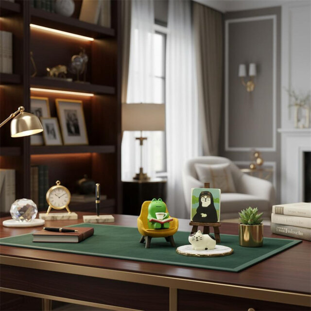 Cute Resin Frog & Cat Mini Figurines for Desk & Home Decor