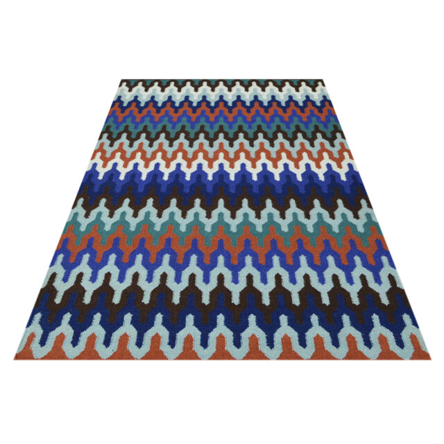 Olga Handmade Kilim Wool Blue/Green/Brown Rug