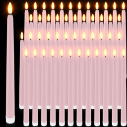 "48-Pack Flameless Taper Candles - 11"" Black Plastic, Realistic Yellow Flickering, Long-Lasting Battery-Operated, for Halloween/Christmas Window Decor"