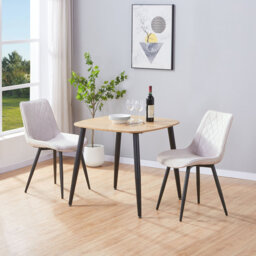 Aspen 3-Piece Casual Dining Set - Square Dining Table & Two Upholstered Diamond Fabric Chairs