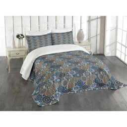 Adilyn Blue/Yellow Microfibre Bedspread Set