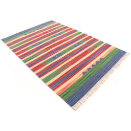 Lutterworth Handwoven Kilim Wool Green Rug